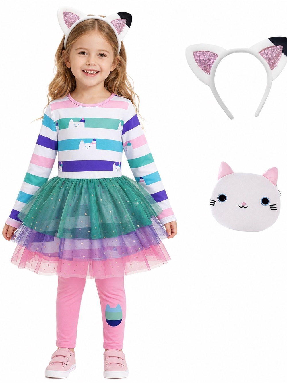 Rainbow Cat Costume for Girls: 6-7 years